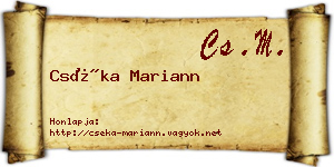 Cséka Mariann névjegykártya