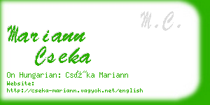 mariann cseka business card